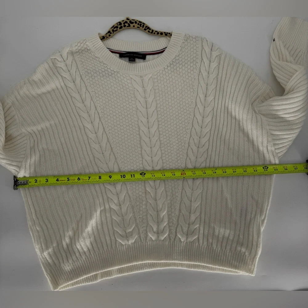 Tommy Hilfiger Women's Oversized White Cable Knit Sweater - Picture 6 of 12